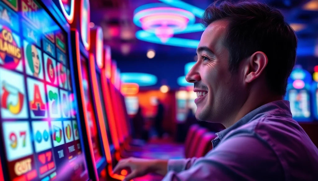 Menangkan slot deposit 1000 di lingkungan kasino yang ramai dan penuh warna.