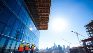 Austin construction site showing workers and cranes building a high-rise.