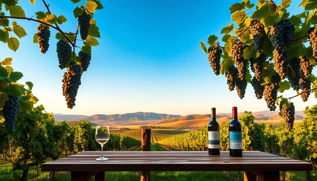 Enjoying stunning views of Sacramento Wineries with wine glasses set among lush vineyards.
