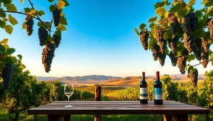 Enjoying stunning views of Sacramento Wineries with wine glasses set among lush vineyards.