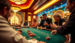 Excitation au meilleur casino en ligne avec des joueurs engagés dans une partie de blackjack.