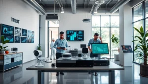 Equipo profesional en una empresa de seguridad en Guanacaste, instalando sistemas de vigilancia avanzados.