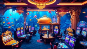 bắn cá đổi thưởng game scene with vibrant underwater visuals and excited players