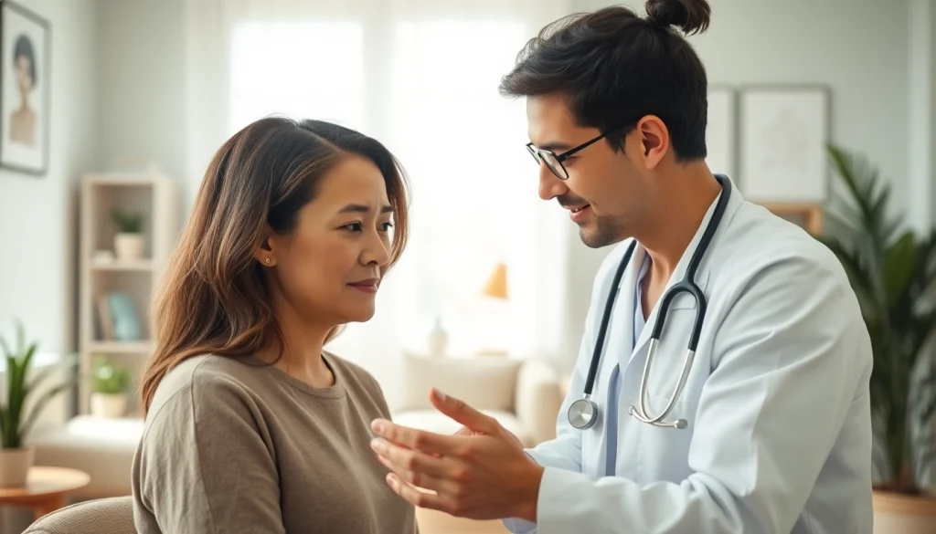 Anxiety symptoms analysis with a healthcare professional in a calming office environment.